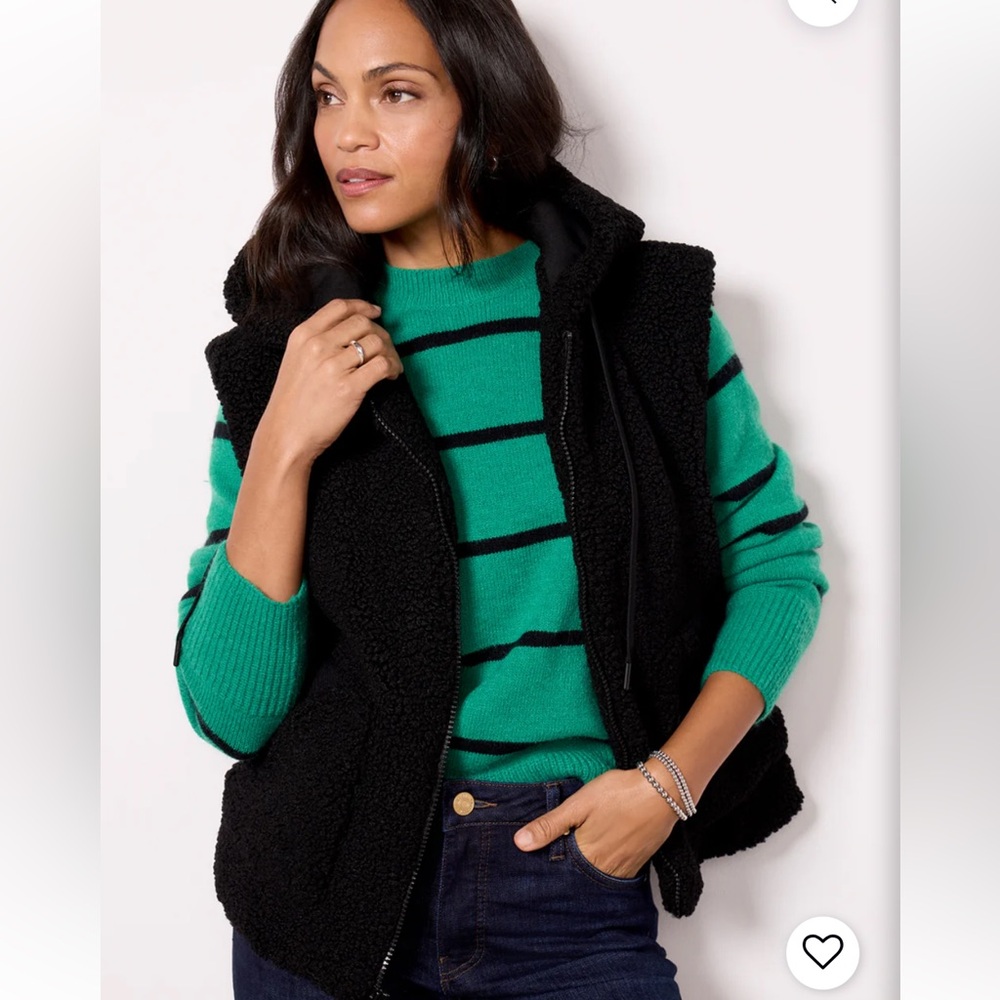 Evereve Camdyn Sherpa Hooded Vest Black NWT XS